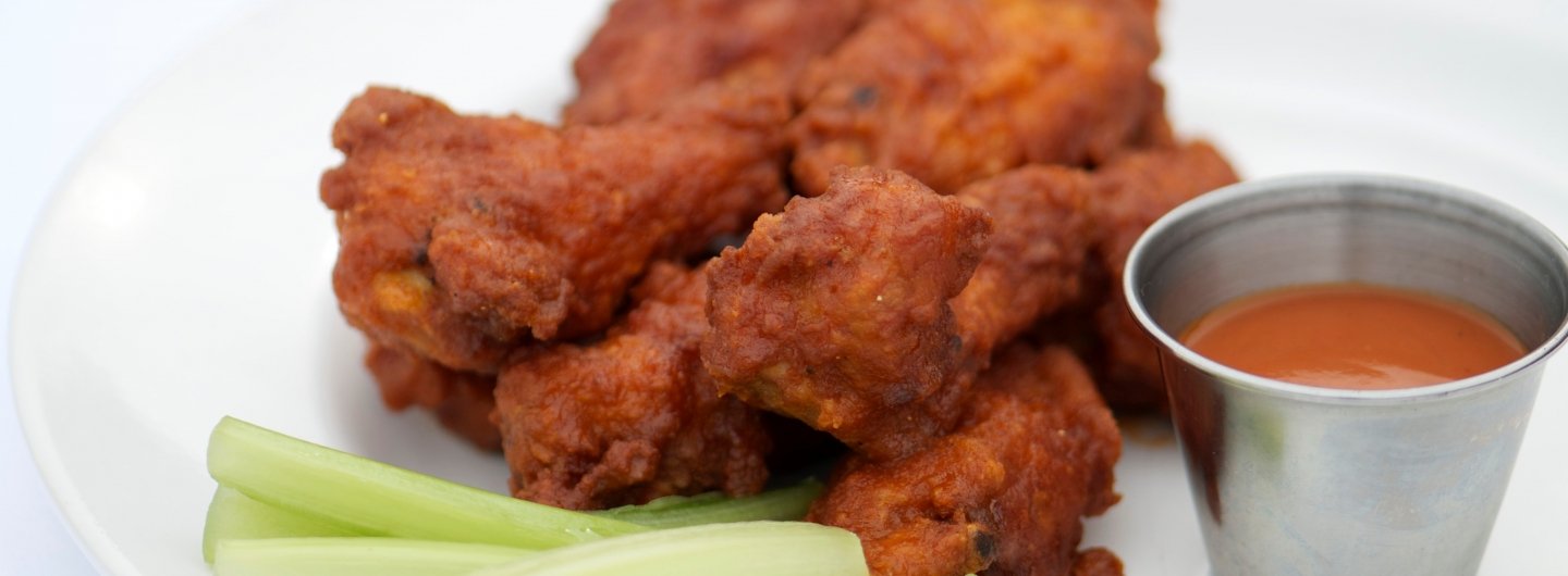Hot wings served with celery